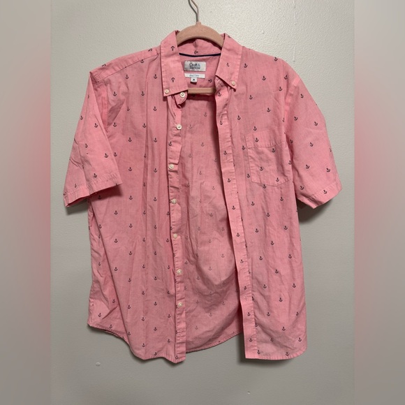 croft & barrow Other - Croft and Barrow Pink Anchor Print Men's Button Up Shirt